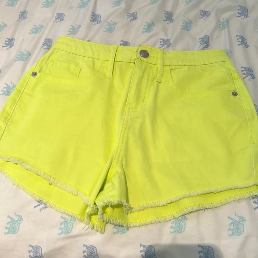 Neon yellow stretchy wild fable denim shorts women size 00